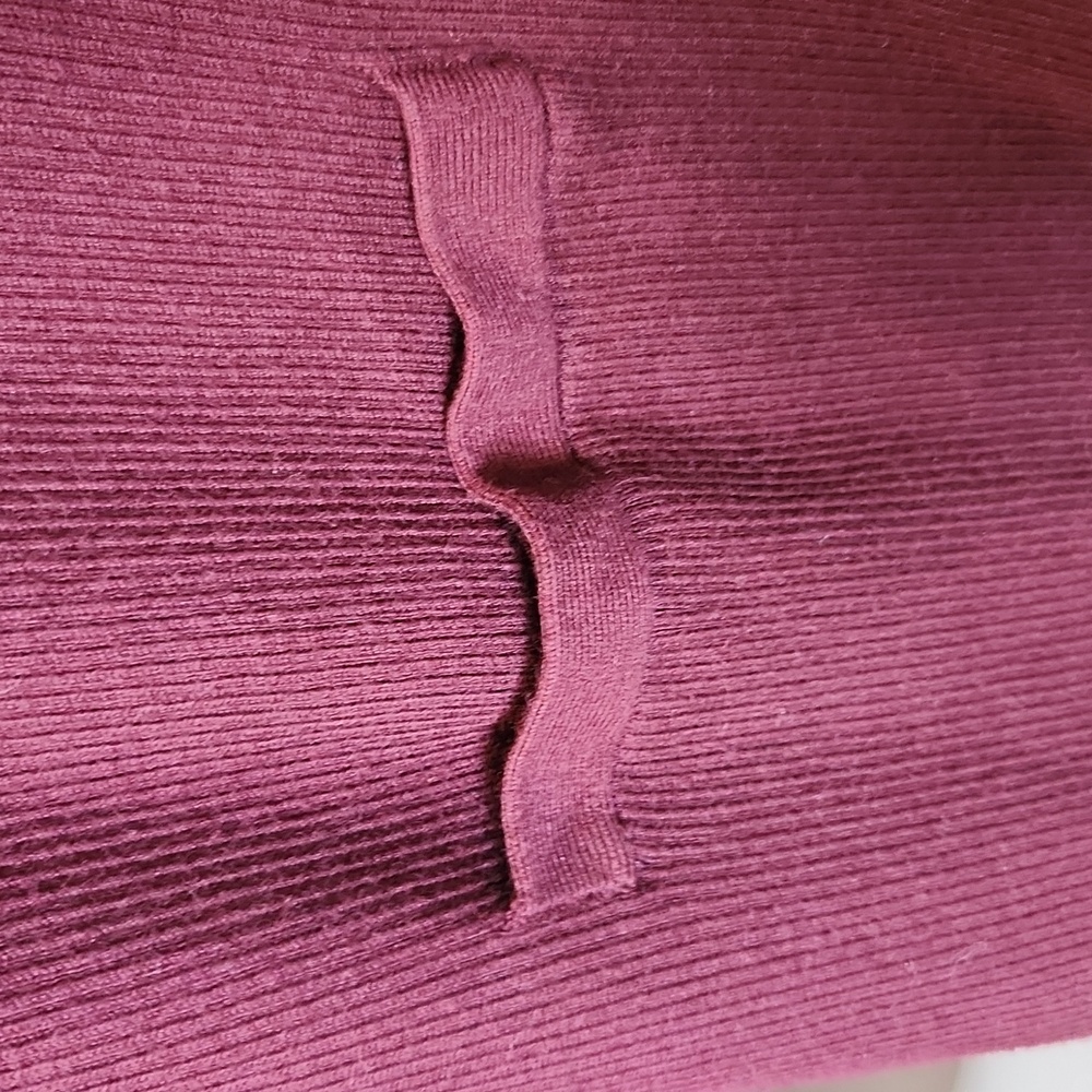 Ralph Lauren‎ Burgundy Open Front Longline Ribbed Cardigan Size Large - Picture 6 of 7